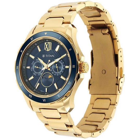 Titan Regalia Premium Green Dial Quartz Multifunction Stainless Steel Strap watch for Men