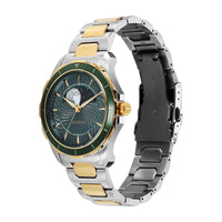 Titan Green Dial Two Toned Stainless Steel Strap Analog with Moon Phase Watch For Men