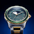 Titan Green Dial Two Toned Stainless Steel Strap Analog with Moon Phase Watch For Men