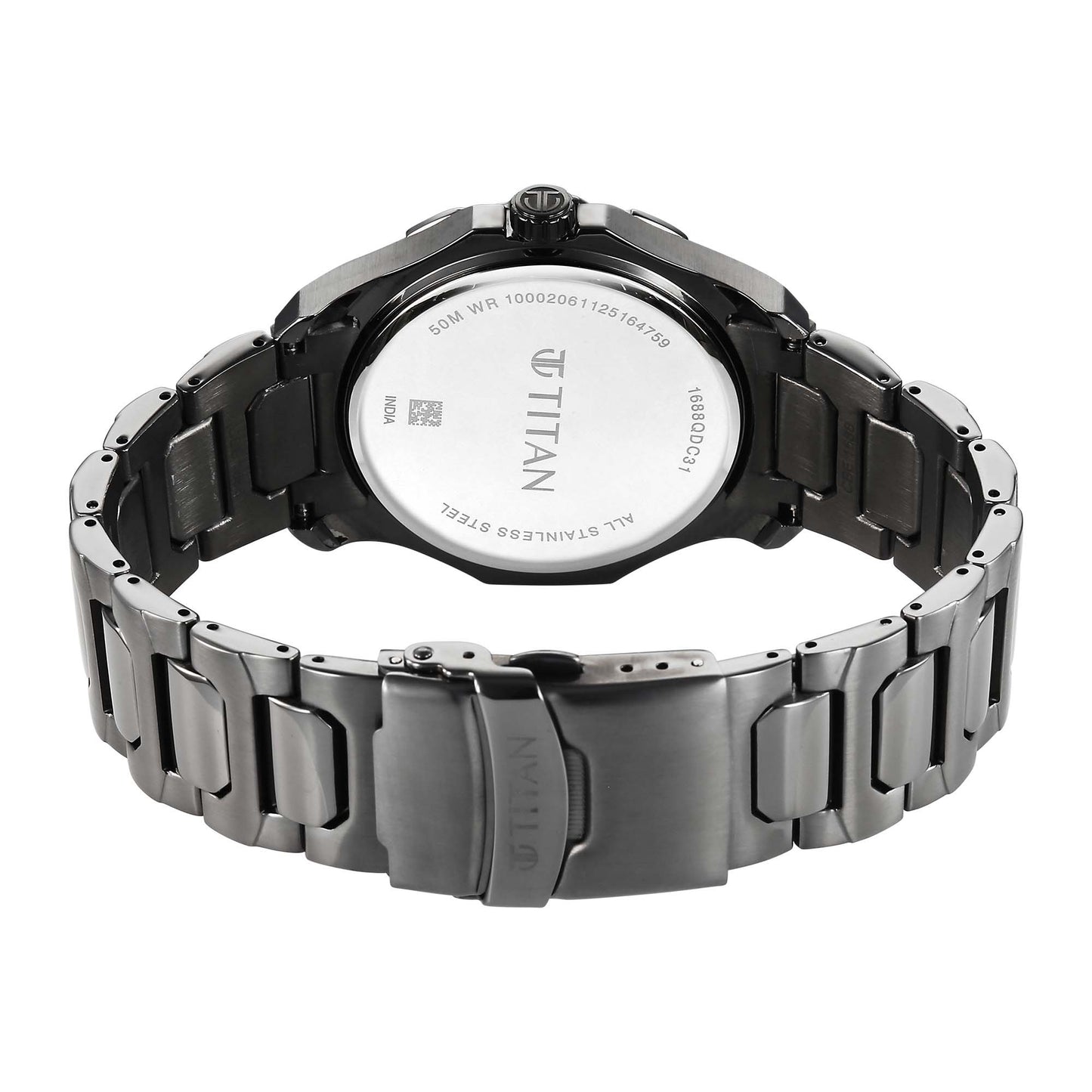 Titan Blue Dial Two Toned Stainless Steel Strap Analog with Moon Phase Watch For Men