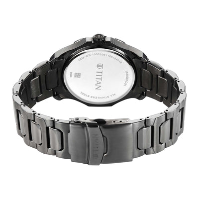 Titan Blue Dial Two Toned Stainless Steel Strap Analog with Moon Phase Watch For Men