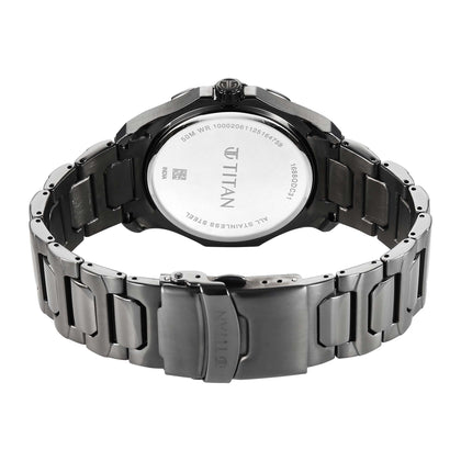 Titan Blue Dial Two Toned Stainless Steel Strap Analog with Moon Phase Watch For Men