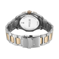 Titan Brown Panda Dial Two Toned Bimetal Strap Multifunction Watch for Men