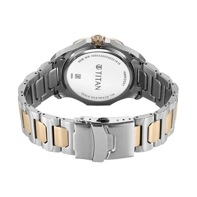 Titan Brown Panda Dial Two Toned Bimetal Strap Multifunction Watch for Men