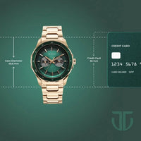 Titan Green Dial Gold Stainless Steel Multifunction Watch for Men