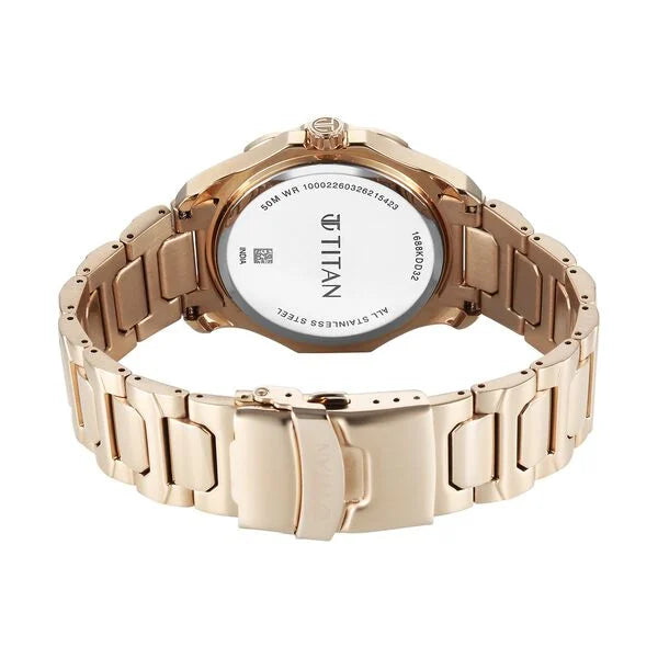 Titan Green Dial Gold Stainless Steel Multifunction Watch for Men