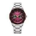 Titan Burgundy Panda Dial Silver Stainless Steel Strap Multifunction Watch for Men