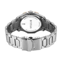 Titan Burgundy Panda Dial Silver Stainless Steel Strap Multifunction Watch for Men