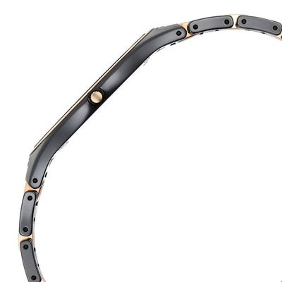 Titan Edge Ceramic Quartz in Midnight Gold with Diamonds and Black Dial Watch for Men