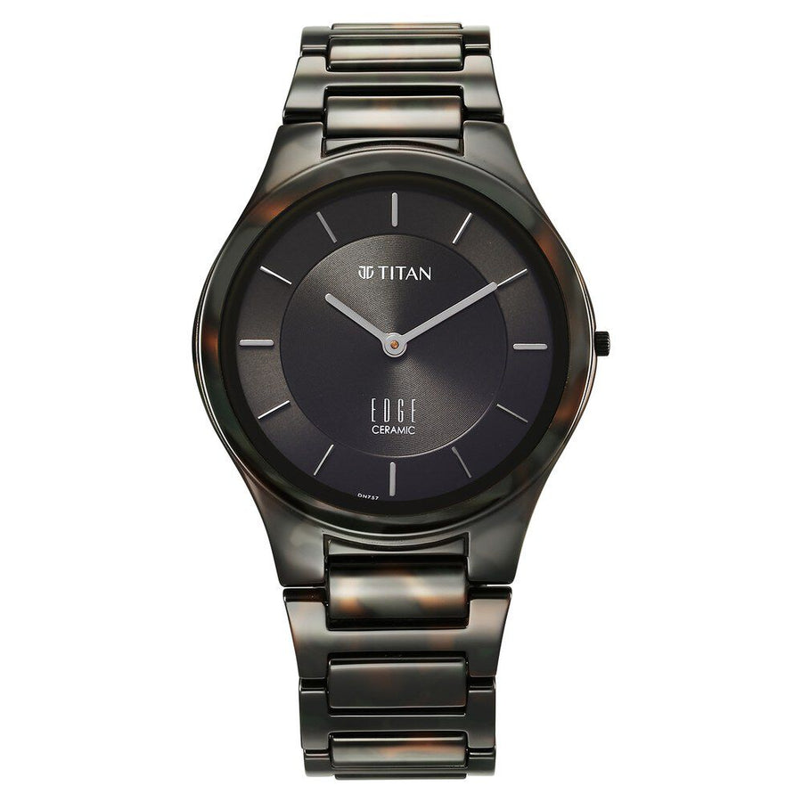 Titan Ceramic Camo Quartz Analog Green Dial Ceramic Strap Watch For Men