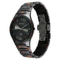 Titan Ceramic Camo Quartz Analog Green Dial Ceramic Strap Watch For Men