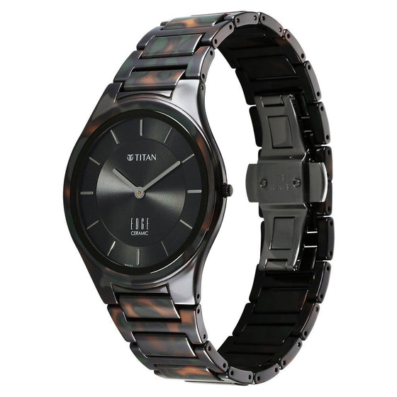 Titan Ceramic Camo Quartz Analog Green Dial Ceramic Strap Watch For Men