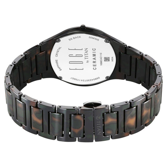 Titan Ceramic Camo Quartz Analog Green Dial Ceramic Strap Watch For Men