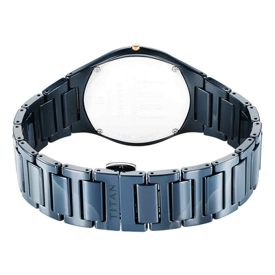 Titan Edge Blue Dial Ceramic Strap Analog Watch for Men