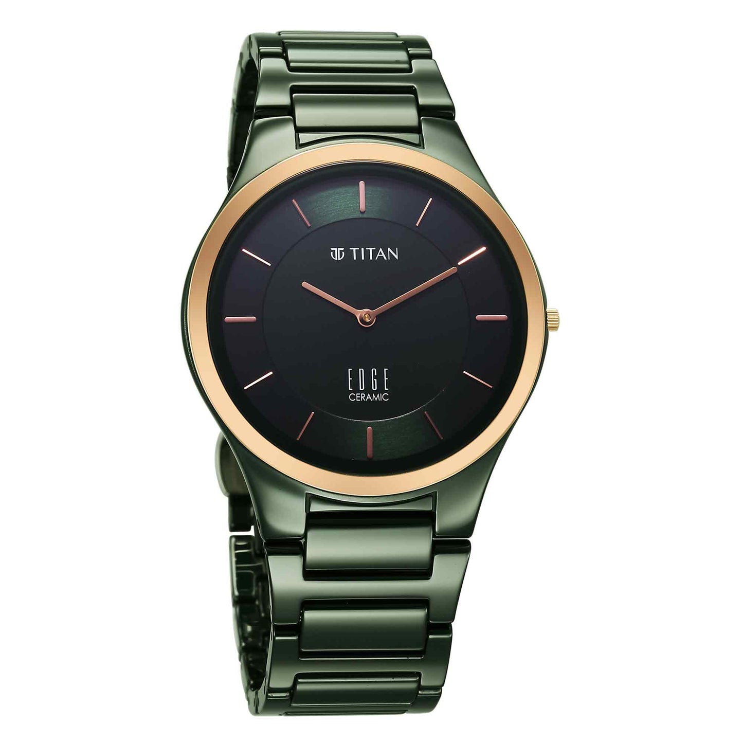 Titan Edge Green Dial Ceramic Strap Analog Watch for Men