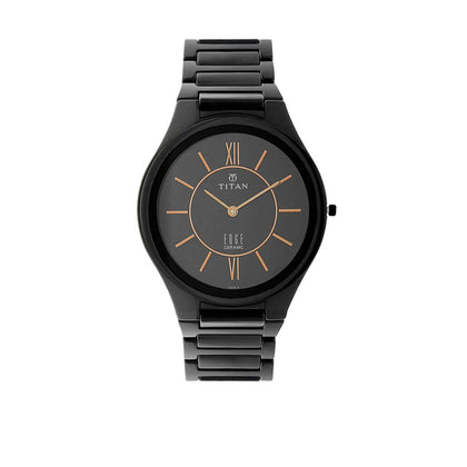 Titan Edge Ceramic Quartz in Rich Black Dial Watch for Men
