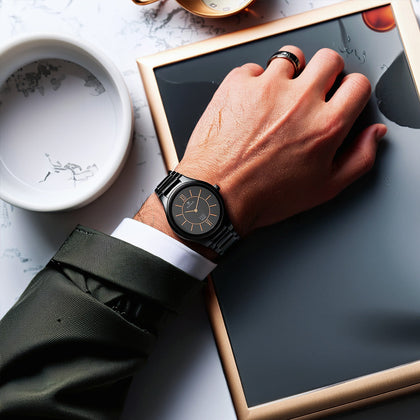 Titan Edge Ceramic Quartz in Rich Black Dial Watch for Men