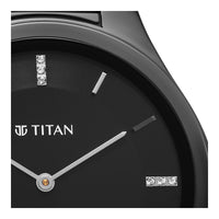 Titan Edge Ceramic Quartz in Glossy Black with Diamonds and Black Dial Watch for Men