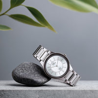 Titan Edge Ceramic Quartz Analog Silver Dial Grey Ceramic Strap Watch For Men