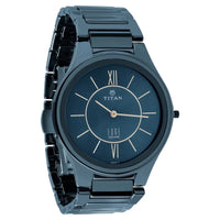 Titan Edge Ceramic Quartz in Glossy Electric Blue Dial Watch for Men