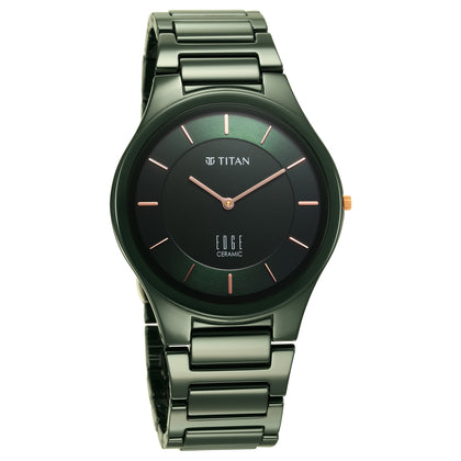 Titan Edge Ceramic Quartz in Glossy Green Dial Watch for Men