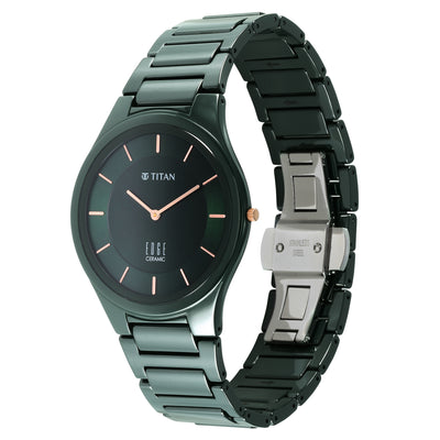 Titan Edge Ceramic Quartz in Glossy Green Dial Watch for Men