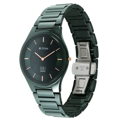 Titan Edge Ceramic Quartz in Glossy Green Dial Watch for Men