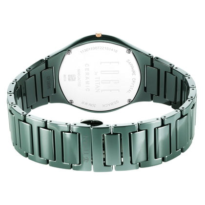 Titan Edge Ceramic Quartz in Glossy Green Dial Watch for Men