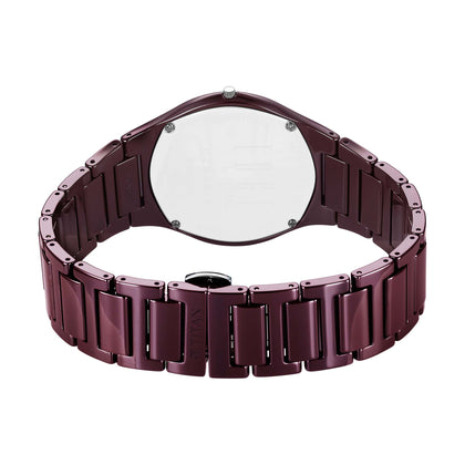 Titan Wine Ceramic Quartz Analog Maroon Dial Ceramic Strap Watch For Men