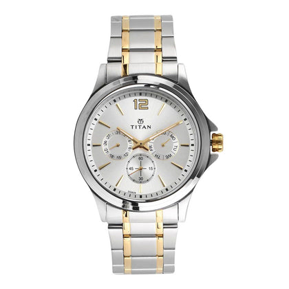 Titan Workwear Silver Dial Quartz Multifunction Stainless Steel Strap watch for Men