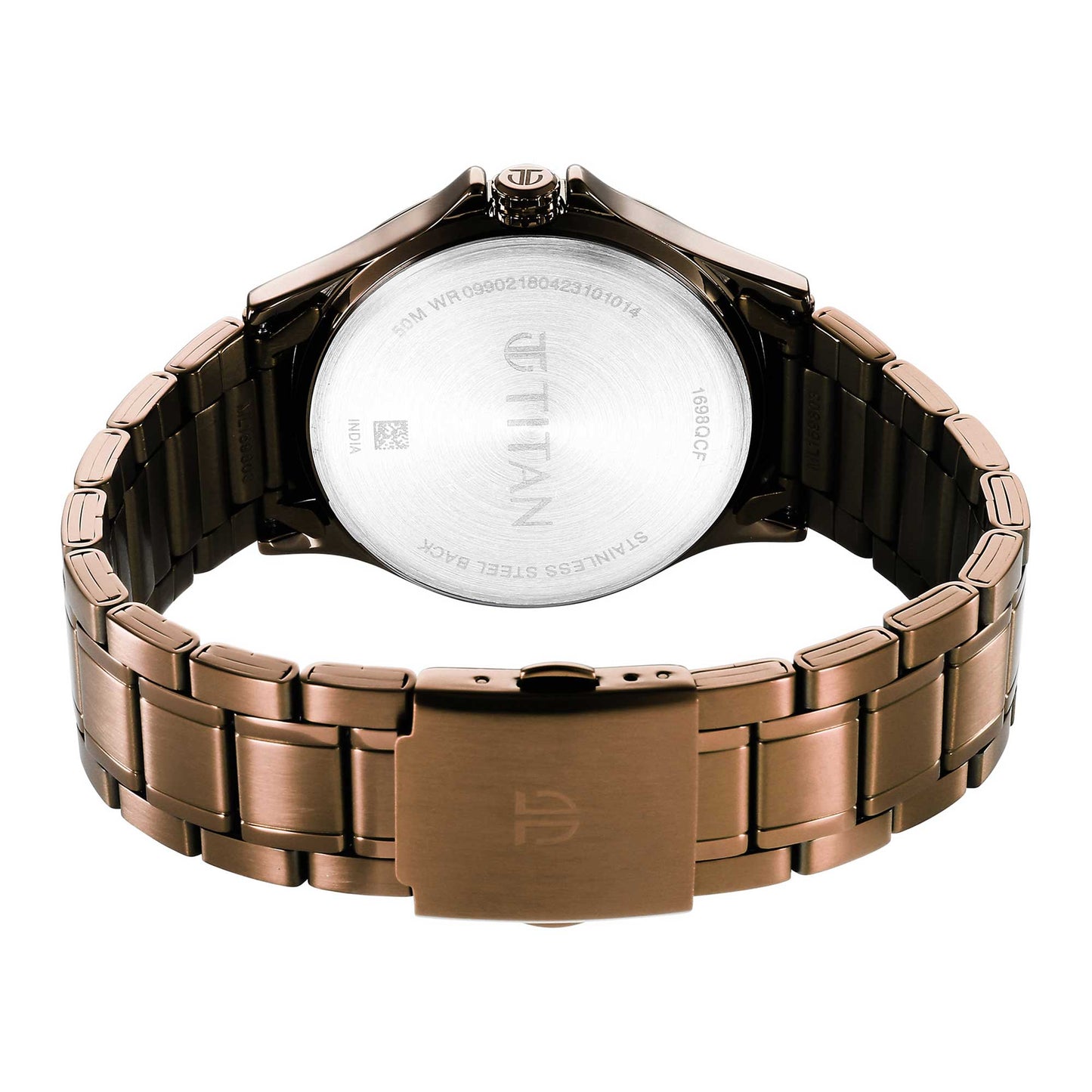 Titan Neo Splash Quartz Multifunction Brown Dial Stainless Steel Strap Watch for Men