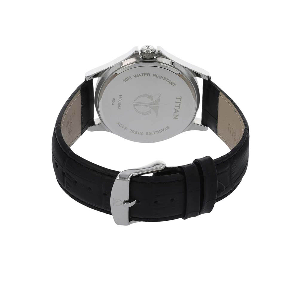 Titan Quartz Multifunction Anthracite Dial Leather Strap watch for Men
