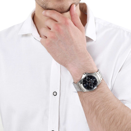 Titan Blue Dial Quartz Multifunction Stainless Steel Strap watch for Men