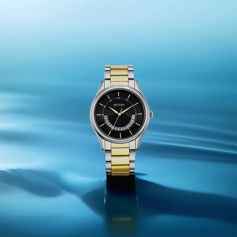 Titan Men's Multifunction Karishma: Two-Tone Steel Elegance Watch