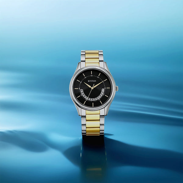 Titan Men's Multifunction Karishma: Two-Tone Steel Elegance Watch
