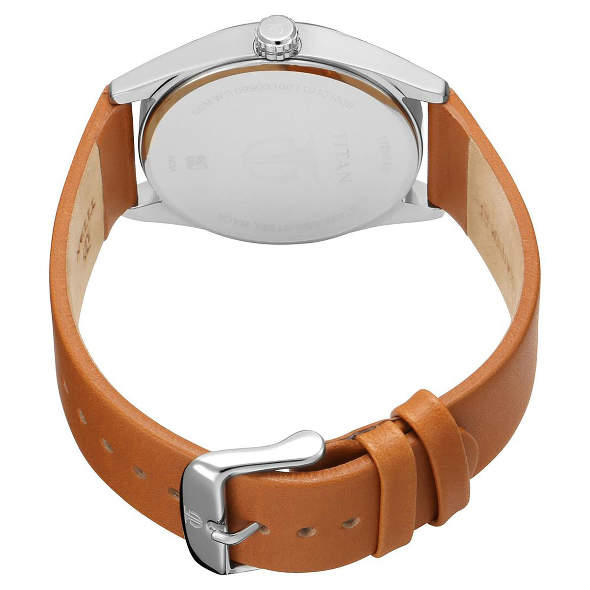 Titan White Dial Brown Leather Strap Analog Watch for Men