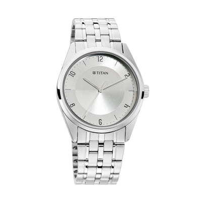 Titan Silver Dial Stainless Steel Strap Analog Watch for Men