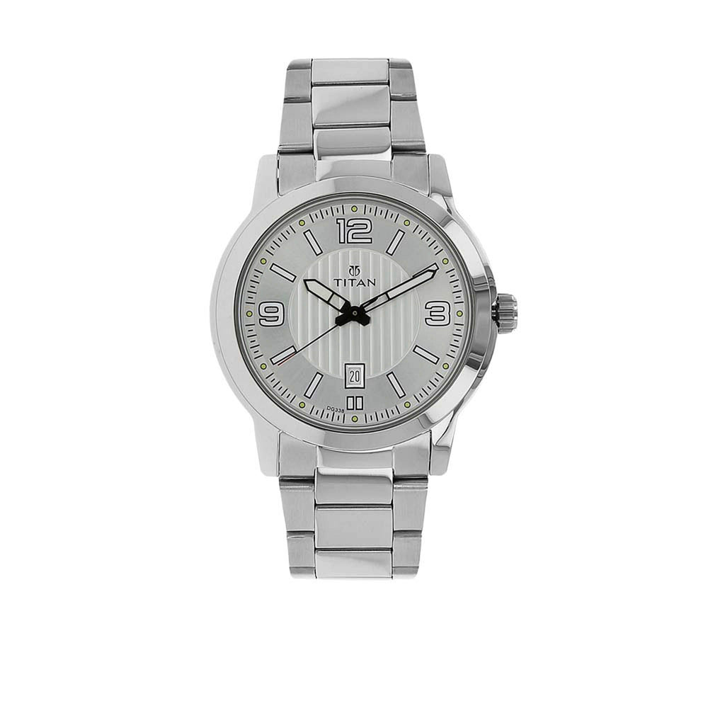Titan Silver Dial Stainless Steel Strap Analog with Date Watch for Men