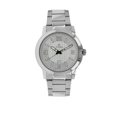 Titan Silver Dial Stainless Steel Strap Analog with Date Watch for Men