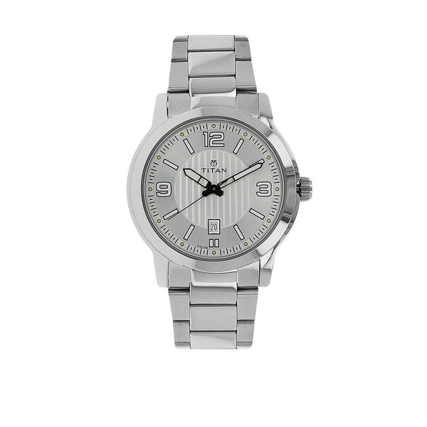 Titan Silver Dial Stainless Steel Strap Analog with Date Watch for Men