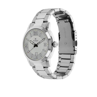Titan Silver Dial Stainless Steel Strap Analog with Date Watch for Men