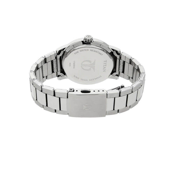 Titan Quartz Analog Analog with Date Black Dial Stainless Steel Strap Watch for Men