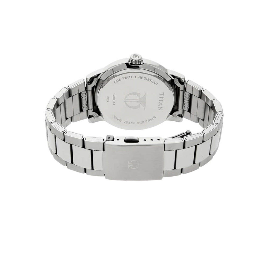 Titan Quartz Analog Analog with Date Black Dial Stainless Steel Strap Watch for Men