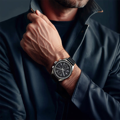 Titan Men's Midnight Precision: Multifunction Blue Dial with Classic Leather Strap Watch