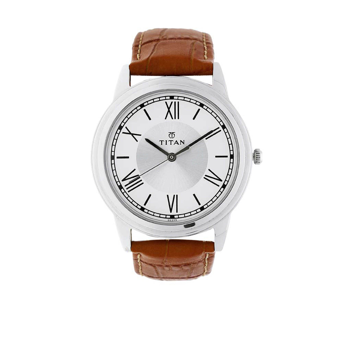 Titan Silver Dial Brown Leather Strap Analog Watch for Men