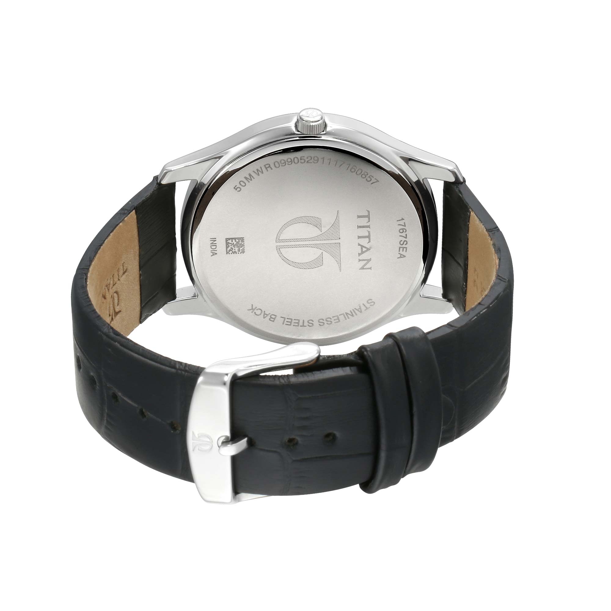 Titan Workwear Blue Dial Analog with Day and Date Leather Strap watch for Men