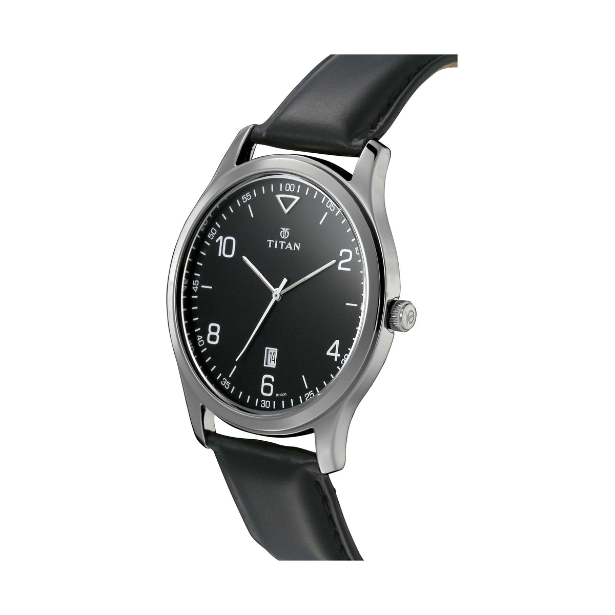 Titan Workwear Black Dial Leather Strap Analog with Date Watch for Men