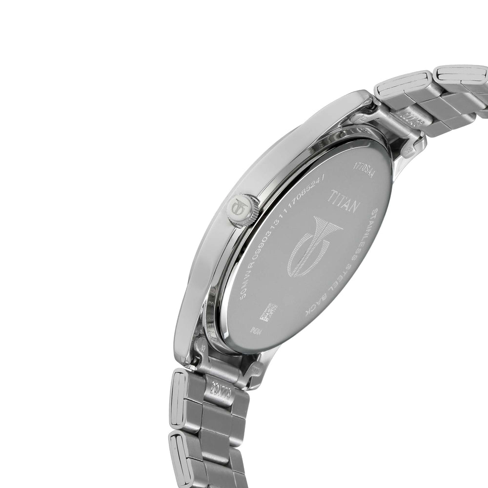 Titan Workwear White Dial Analog with Date Stainless Steel Strap watch for Men