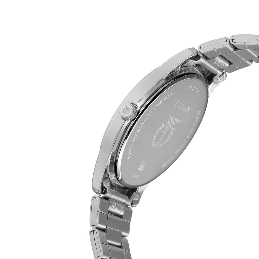 Titan Workwear White Dial Analog with Date Stainless Steel Strap watch for Men