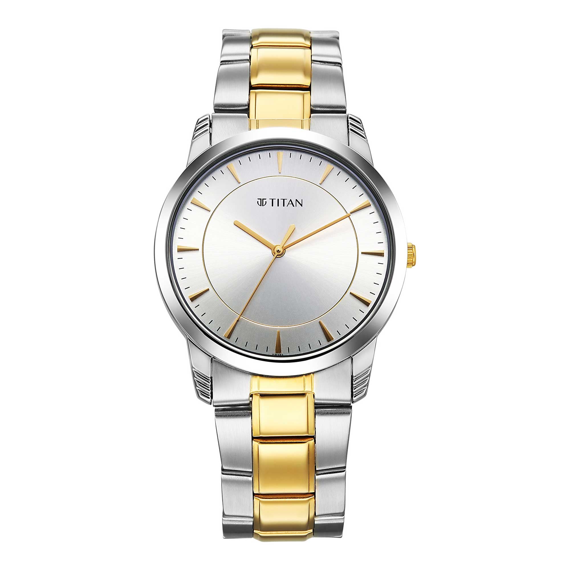 Titan Silver Dial Two Toned Stainless Steel Strap Analog Watch for Men